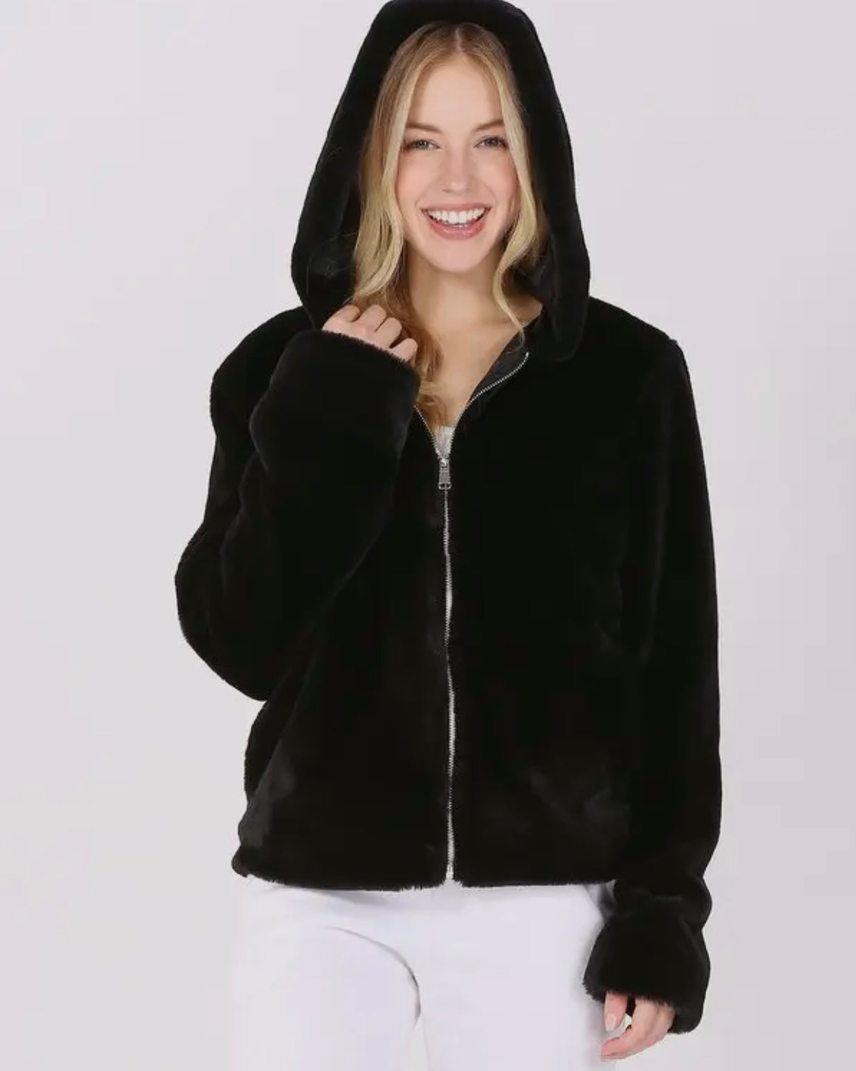 Faux Fur Winter Jacket W/hoodie